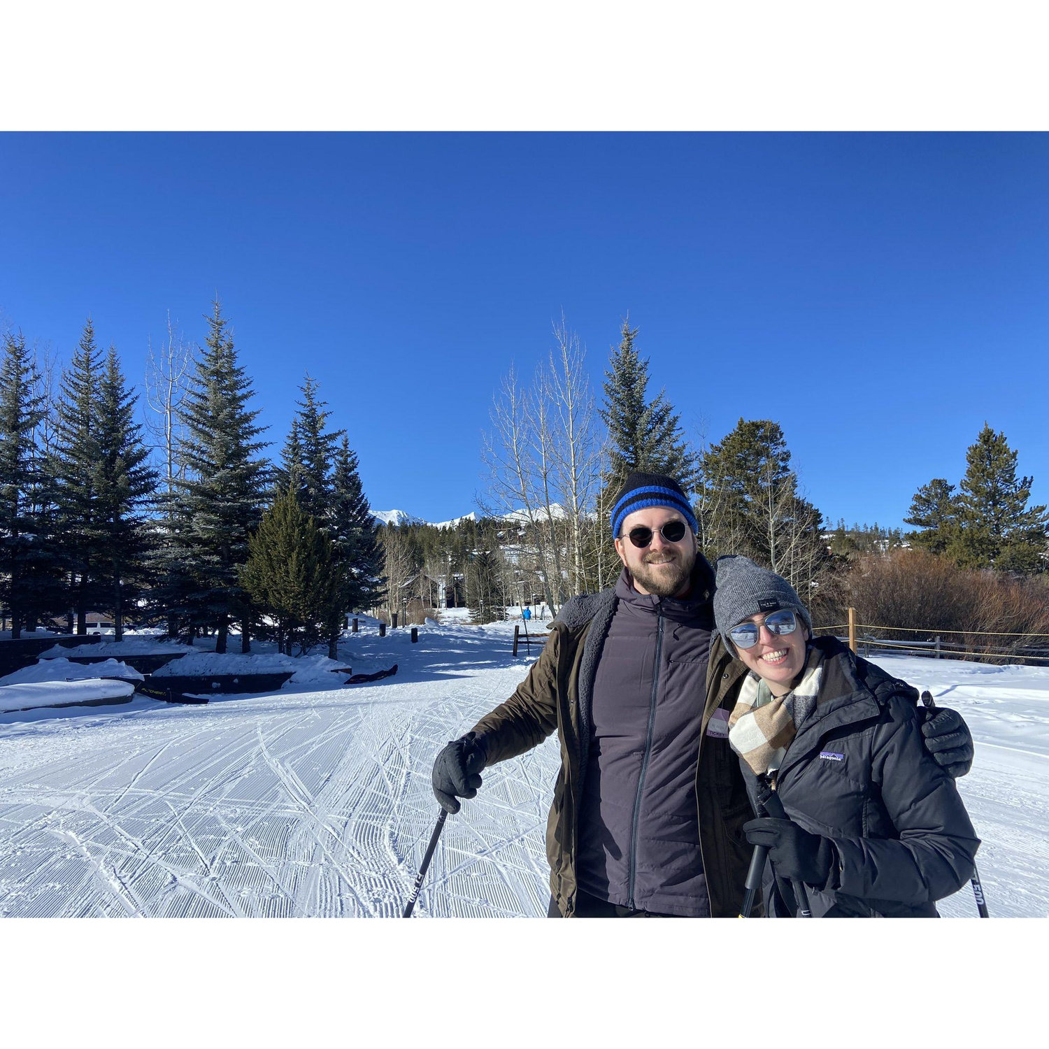 Sarah's first time EVER on skis! We took a cross-country skiing class while in Breckenridge for Krasinski Christmas 2023.