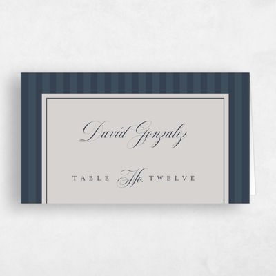Grayed Navy, Blue Wedding Place Card - Loren