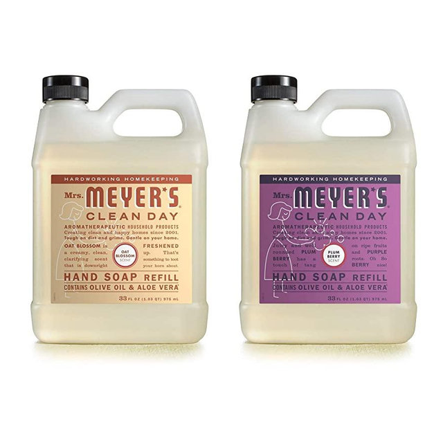 MRS. MEYER'S CLEAN DAY Liquid Hand Soap Refill Variety Pack, 1 Oat Blossom, 1 Plumberry , 2 CT