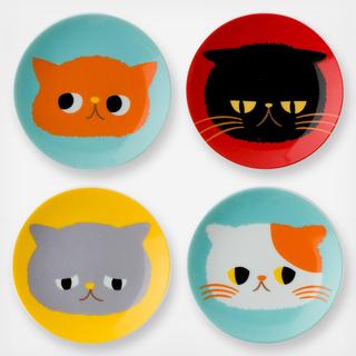 4-Piece Exotic Cat Mini Plate Set