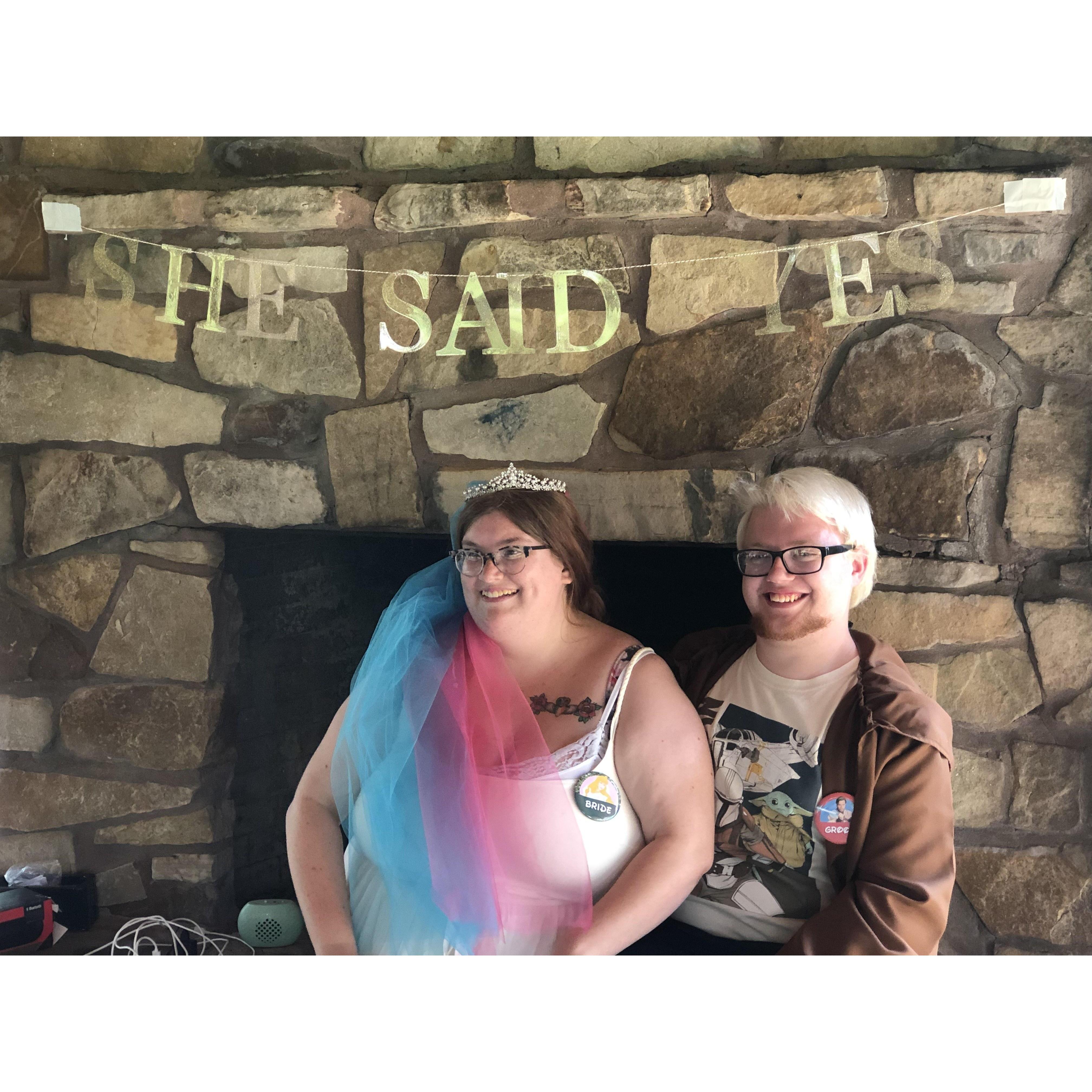 our first picture at our engagement party
