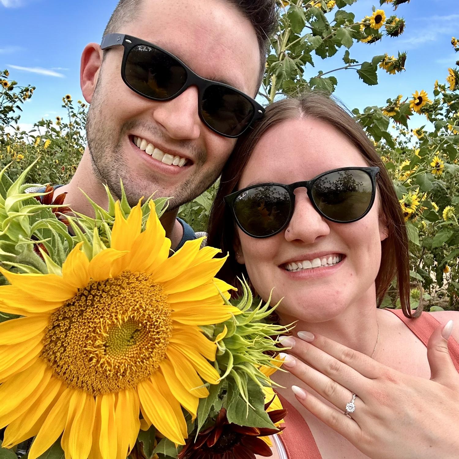 Right after Lance proposed in a sunflower field!