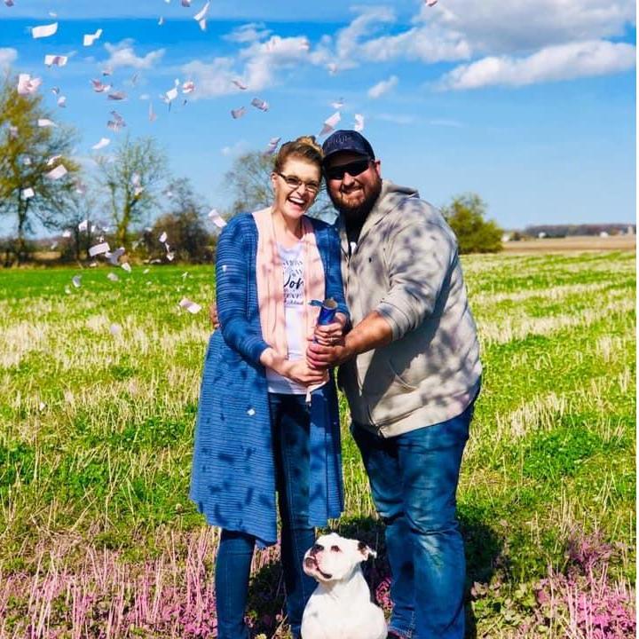 The day we found out our miracles were girls.  Sissy Stich had to join in on the fun too!