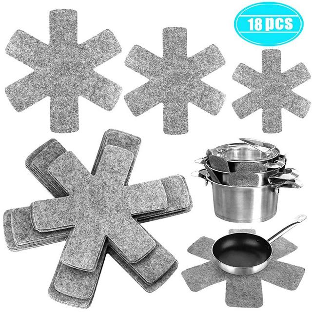 Twdrer 18 Pack 3 Different Sizes Grey Pots and Pans Cookware Divider Protectors Pads Separator Avoid Scratching and Marring