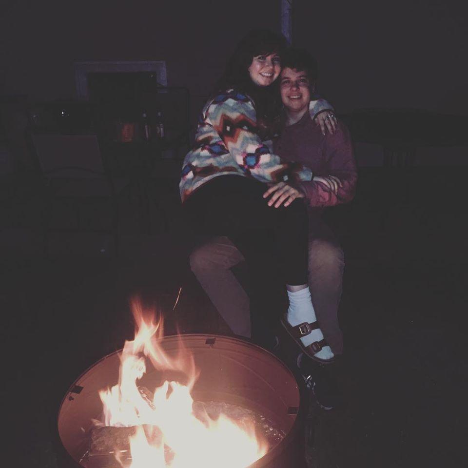 The backyard of our first apartment together in 2018.