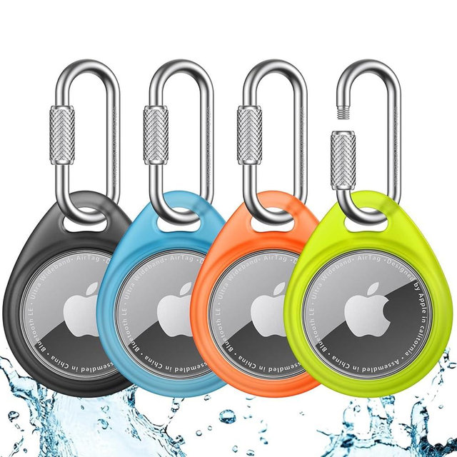 UNBREAKcable AirTag Holder for Apple - 4 Pack Air Tag Case [Professional Carabiner] [Waterproof] [Shockproof] TPU AirTag Keychain for Kids, Pets, Keys, Luggage, Backpacks