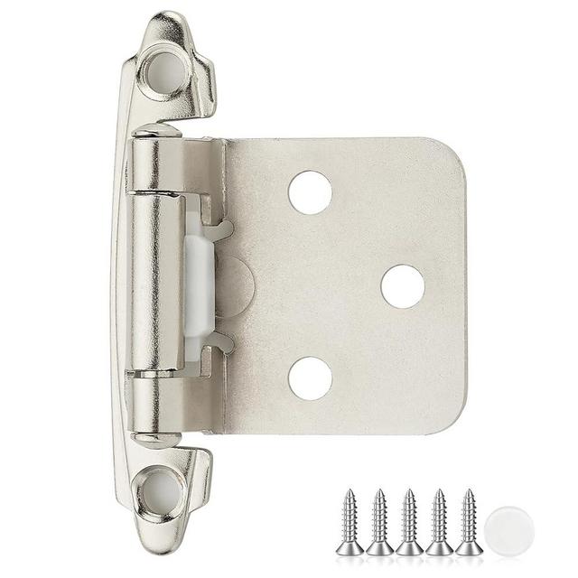 40 Pack 20 Pair Brushed Nickel Cabinet Hinges - 1/2 inch Overlay Kitchen Cabinet Hinges, Semi-Concealed Hinges, Self Closing Cabinet Door Hinges with Door Bumper, Silver Face Mount Cabinet Hardware