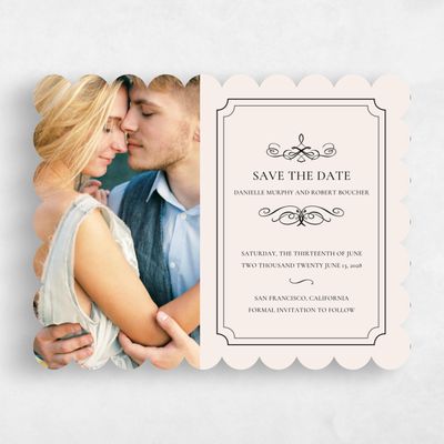 Beige Scalloped Wedding Save the Date - Malta Portrait