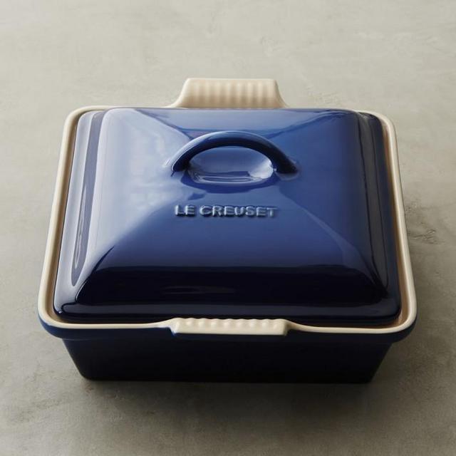 Le Creuset Stoneware Shallow Square Covered Baker, French Grey
