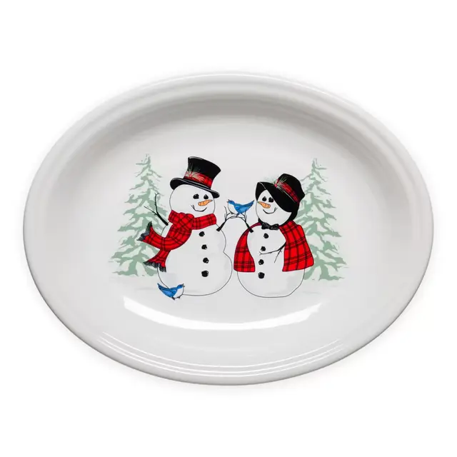 Fiesta® Snowman 11.63-Inch Oval Platter in White