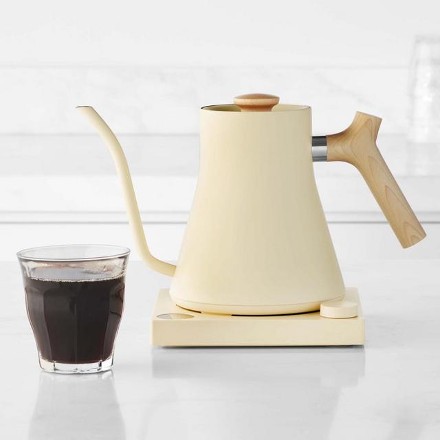 Fellow Stagg EKG Electric Kettle, Sweet Cream with Maple Handle
