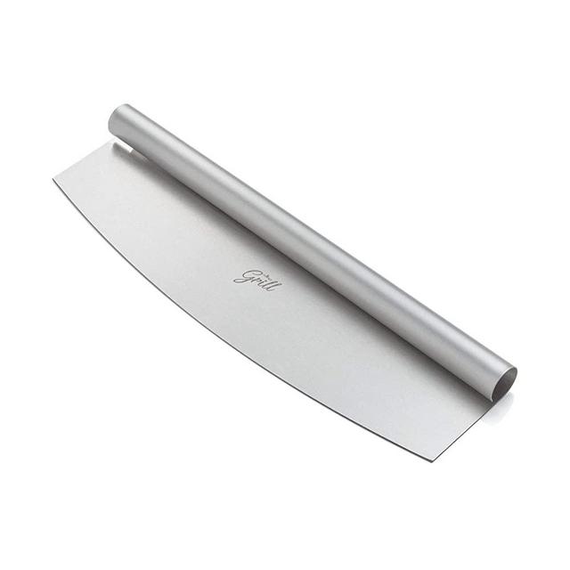 HANS GRILL PIZZA CUTTER ROCKER BLADE | 14" Large Japanese Grade Sharp Stainless Steel Rocking Pizza Knife Cutter | Professional Nonstick Pizza Slicer With Cover For Kitchen Or Commercial Chef Use.