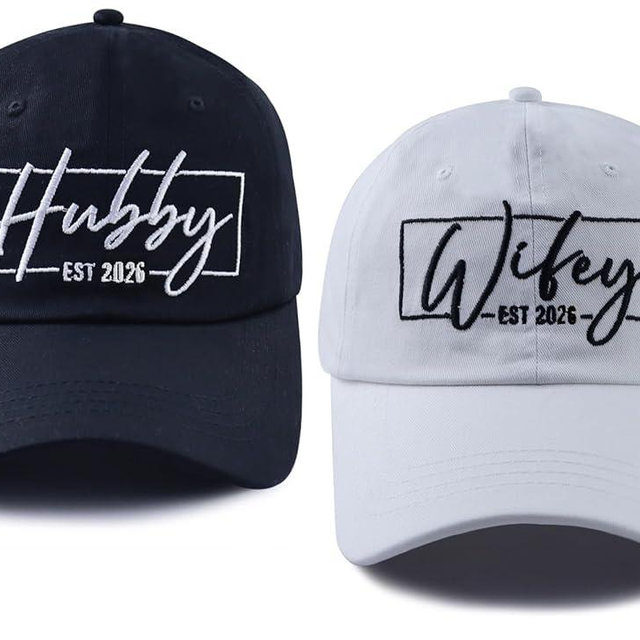 Daibeirtp Wifey & Hubby Hats for Women Men, Adjustable Cotton Embroidered New Husband and Wife Matching Outfits Baseball Cap