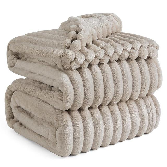 Bedsure Linen Fleece Queen Blanket for Couch - Super Soft Cozy Blankets for Women, Cute Small Blanket for Girls, 90x90 Inches
