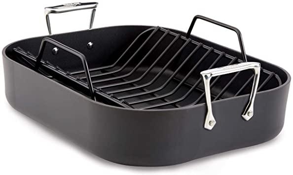 All-Clad E7649764 HA1 Hard Anodized Nonstick Dishwasher Safe PFOA Free Roaster Cookware, 13-Inch by 16-Inch, Black