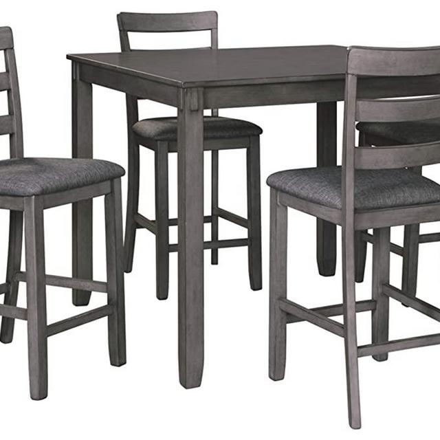 Signature Design by Ashley Bridson 5 Piece Counter Height Dining Room Set, Includes Table & 4 Bar Stools, Gray