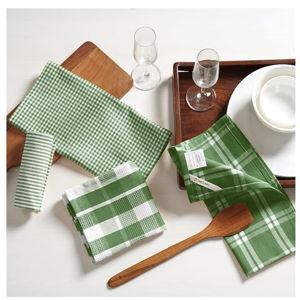100% Cotton Kitchen Dish Cloths, Ultra Soft Absorbent Quick Drying Dish Towels, Multiweave Wash Cloths Dish Towel Sets, 13x28 Inches, 4 Pack - Olive