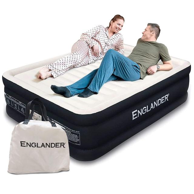 Englander Air Mattress w/ Built in Pump - Luxury Double High Inflatable Bed for Home, Travel Camping - Premium Blow Up Bed for Kids Adults