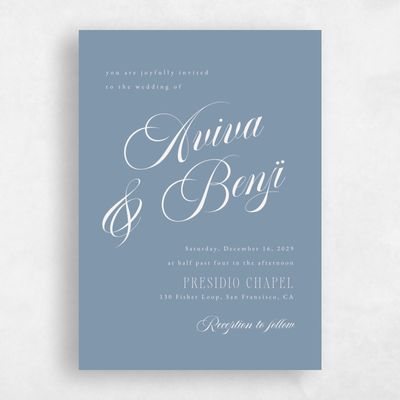 Storm Blue Wedding Invitation - Lille Portrait