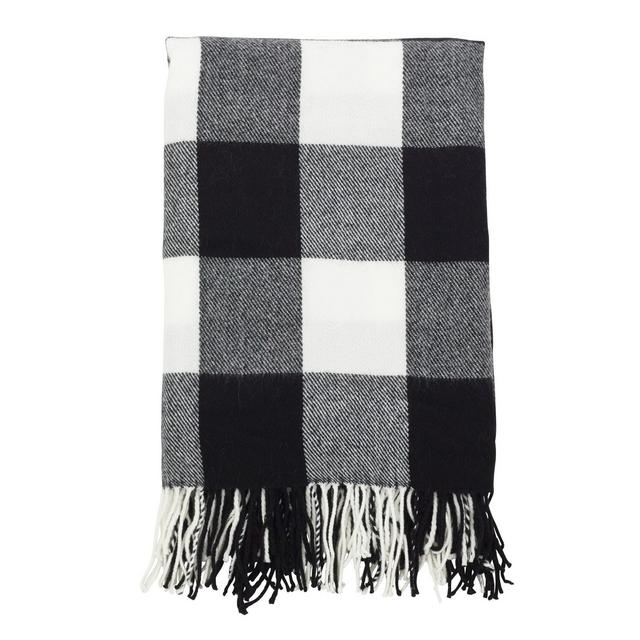 50"x60" Buffalo Plaid Check Pattern with Tassel Trim Throw Blanket Black - Saro Lifestyle