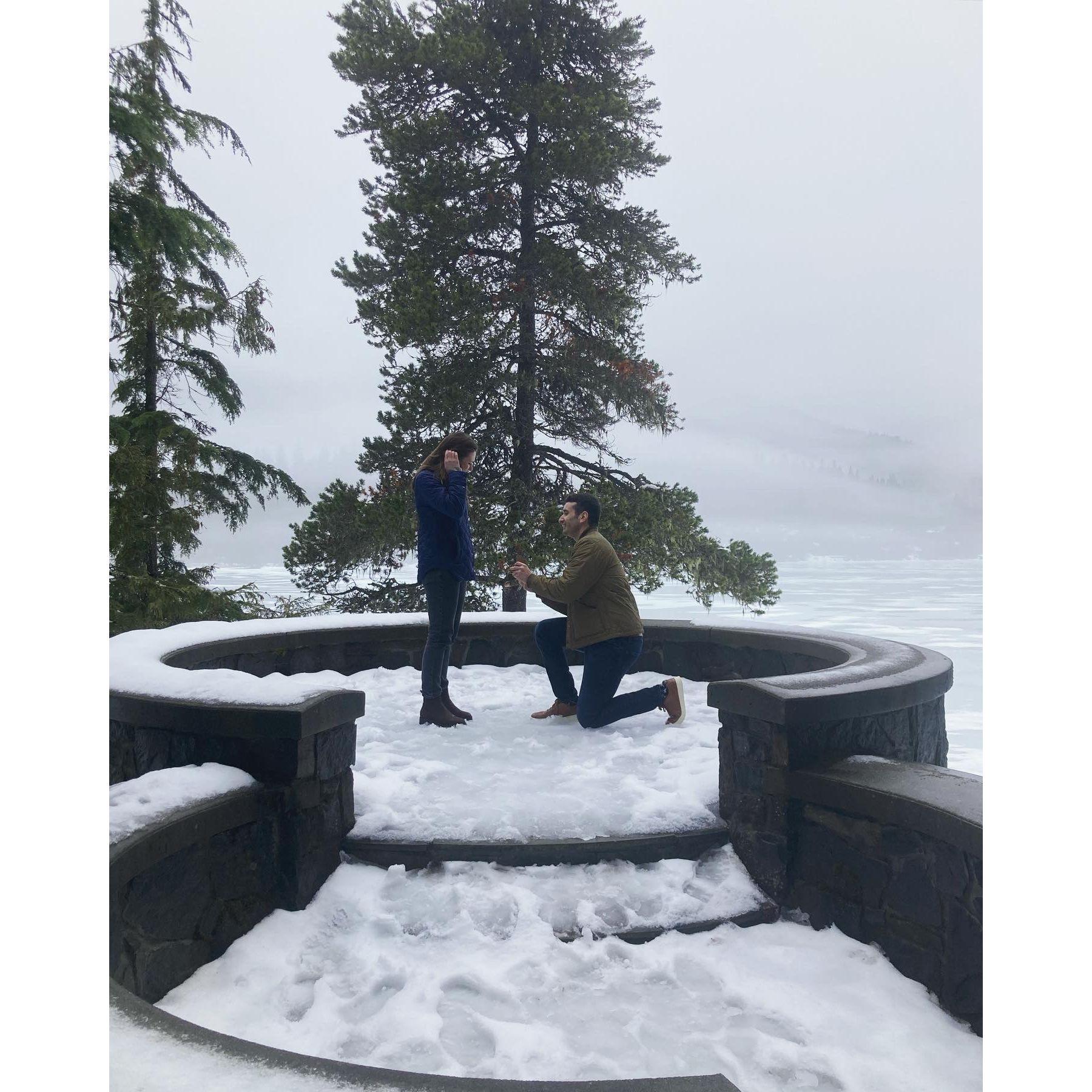 Jake proposing to Lucy in Whistler