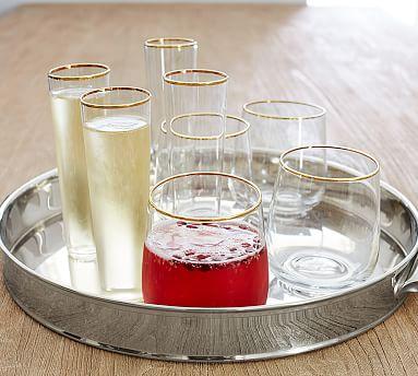 Gold Rim Stemless Wine, Set of 6