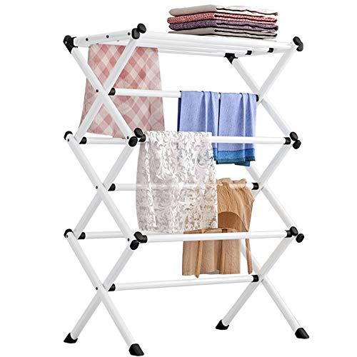 FKUO Household Indoor Folding Clothes Drying Rack, Dry Laundry and Hang Clothes,Towel Rack (White)