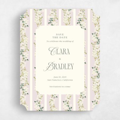 Light Mauve, Pink Wedding Save the Date - Daisi Portrait