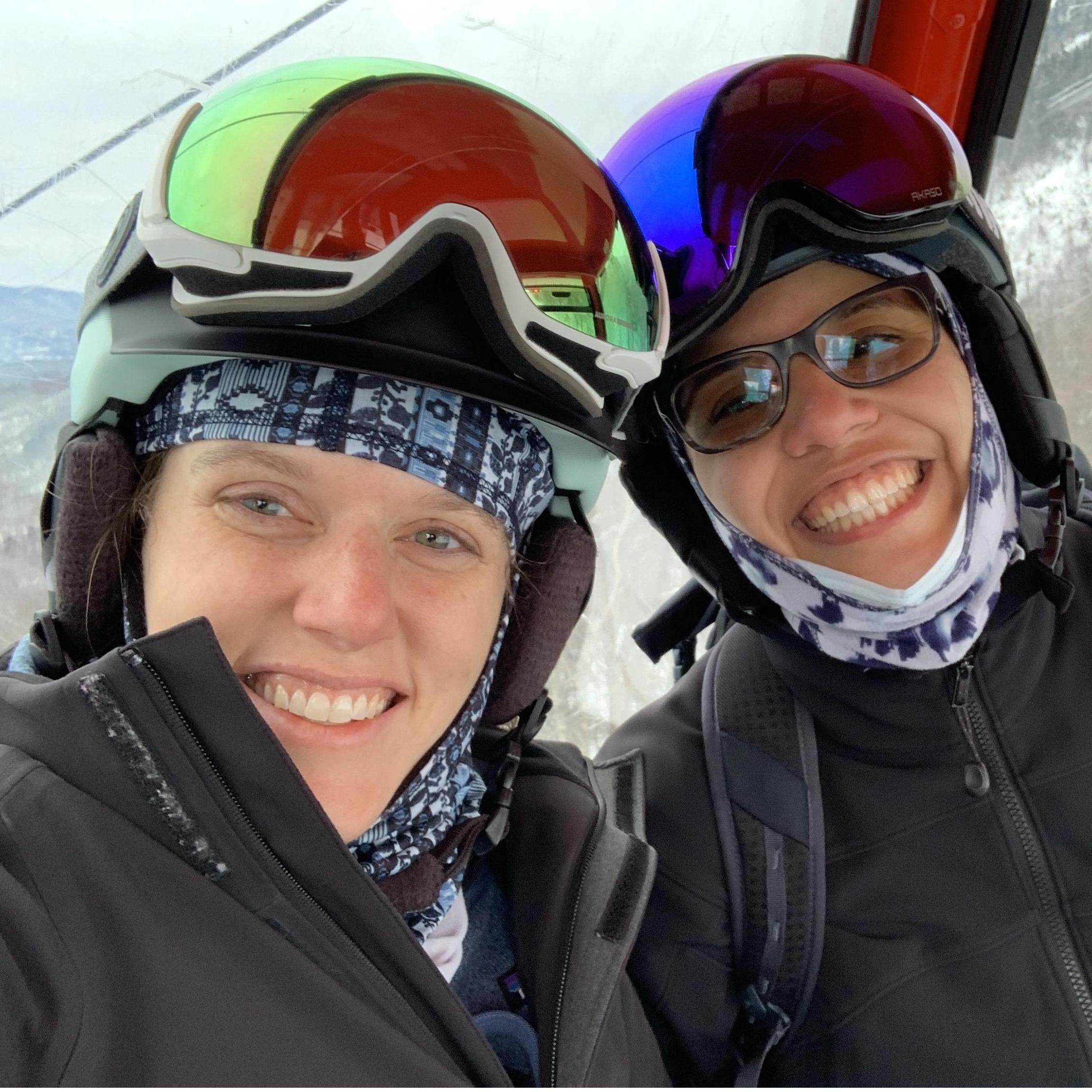 Doing one of our favorite things... skiing and cheesing. :)