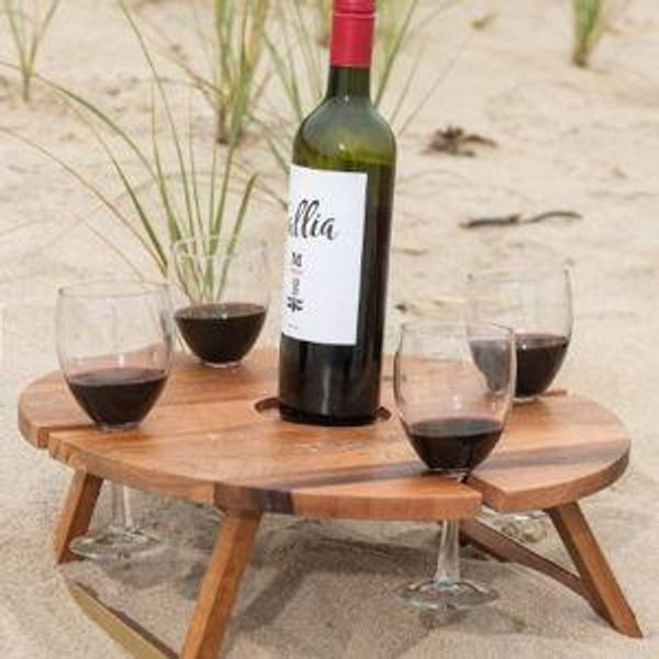 Wood Portable Wine Picnic Table