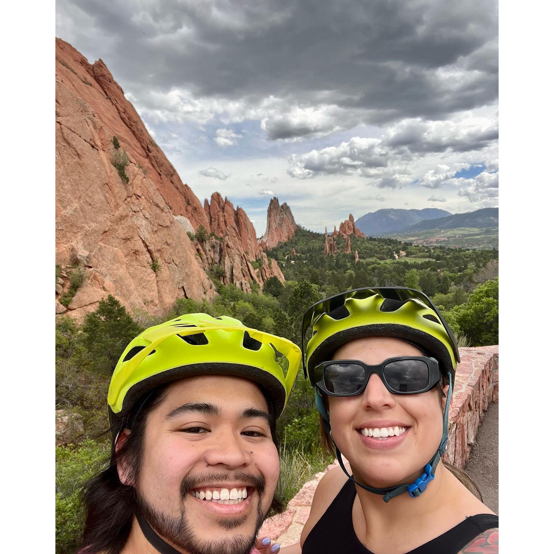 Biking around the Garden of the Gods in Colorado Springs