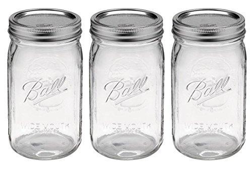 Ball Mason Jar-32 oz. Clear Glass Ball Wide Mouth - Set of 3