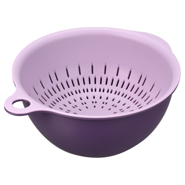 Unique Bargains Kitchen Strainer Colander Bowl Set Medium Double Layer Drain Basket Purple