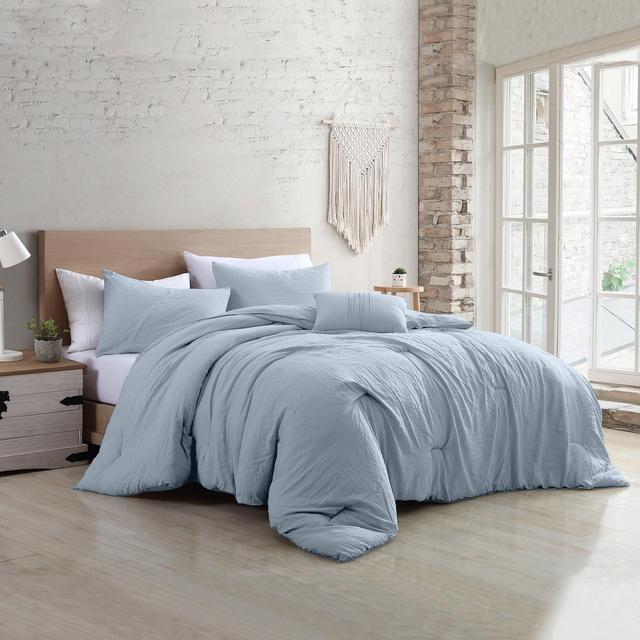 Modern Threads 4-Piece Garment-Washed Comforter Set Beck Light Blue Queen