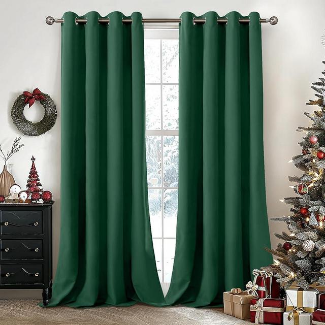 YoungsTex Emerald Green Velvet Blackout Curtains 80 Inch Length for Living Room, Grommet Thermal Insulated Window Drapes Privacy Christmas Decor for Bedroom, 2 Panels, 52 X 80 Inch