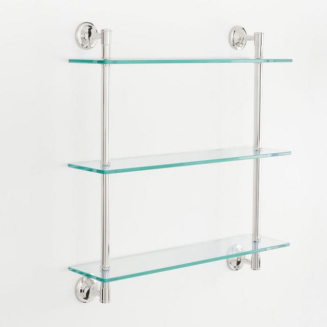 Polished Nickel Mercer Triple Glass Shelf, 24"