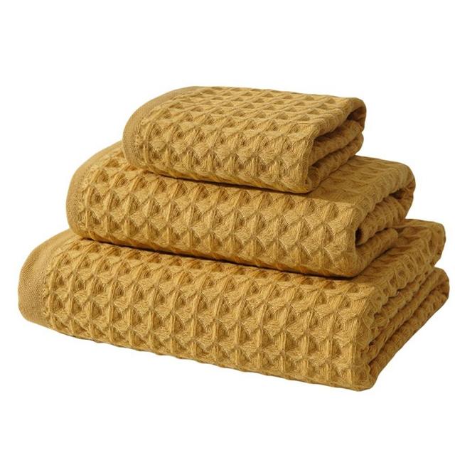CZSRH Towels for Bathroom Towel Set Large Oversize Quick Dry Waffle Bath Towel 55 x 28 in,Hand Towel,Face Towel,3 PCS Set (Yellow)