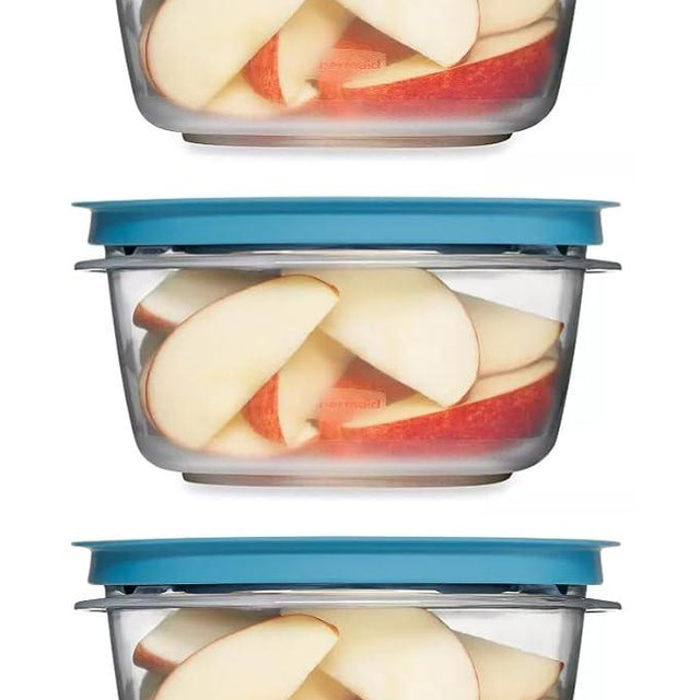 Utensilux Rubbermaid Storage Containers, Easy Find Lids, Teal, 5 cup, Flex & Seal, Leak Proof Lids, Food Storage Set, Clear Meal Prep Flex Containers, 3 Piece Set