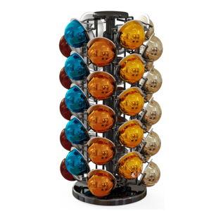 BLACKSMITH FAMILY Coffee Pods Holder Organizer, 360 Degrees Revolving Pod Carousel Compatible for 40 Nespresso Vertuo Pods No Assembly Required Nespresso Pods Holder Tower Stand,Piano Black