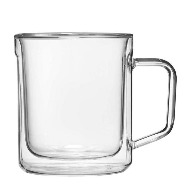Corkcicle Glass Mug Set of 2, Perfect Wine, Beer, and Champagne, Crystal Clear