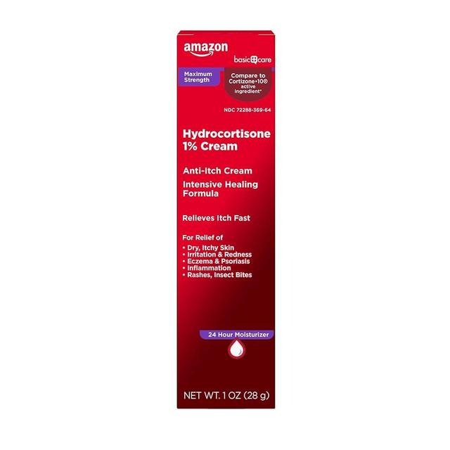 Amazon Basic Care Maximum Strength Anti-Itch Cream, Hydrocortisone 1 Percent Intensive Healing Formula, Itch Relief For Bug Bites, Eczema, Psoriasis, Poison Ivy, Oak and Sumac, 1 ounce (Pack of 1)
