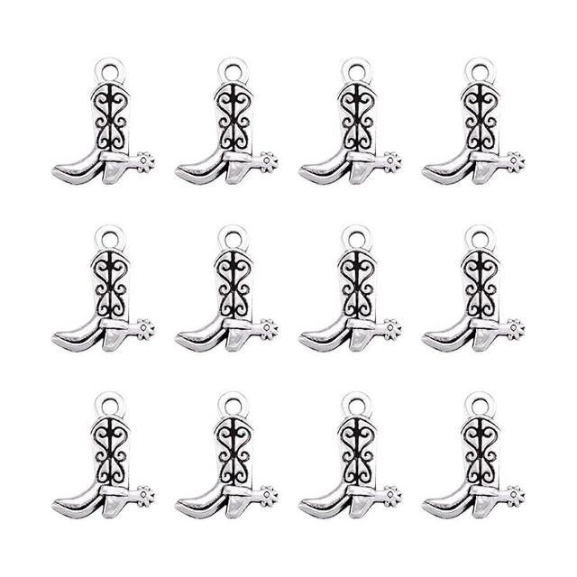 Craftdady 100Pcs Antique Silver Cowboy Boot Charm Pendants Metal Shoes Charms for Bracelets Necklaces Jewelry Making Hole: 2mm