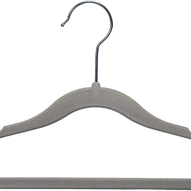 Amazon Basics Kids Velvet Non-Slip Clothes Hangers, Gray - Pack of 30