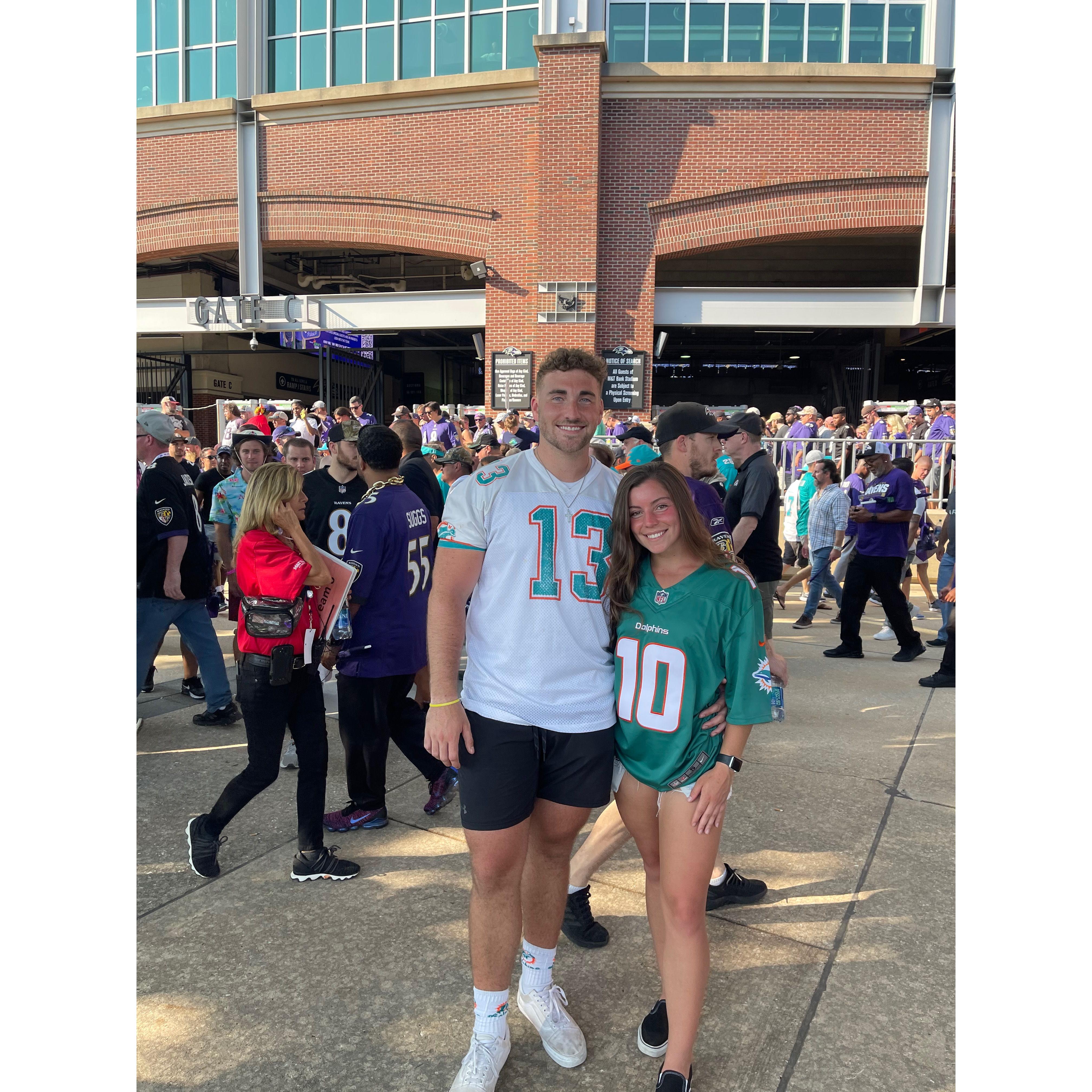 Dolphins Ravens game thanks to bridesmaid Alex Fleece :)