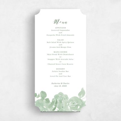 Green Ticket Wedding Menu - Clemson
