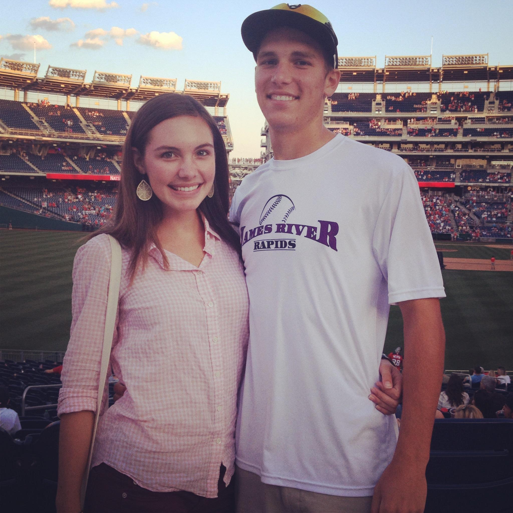 Our first picture as a couple at a Nationals game.