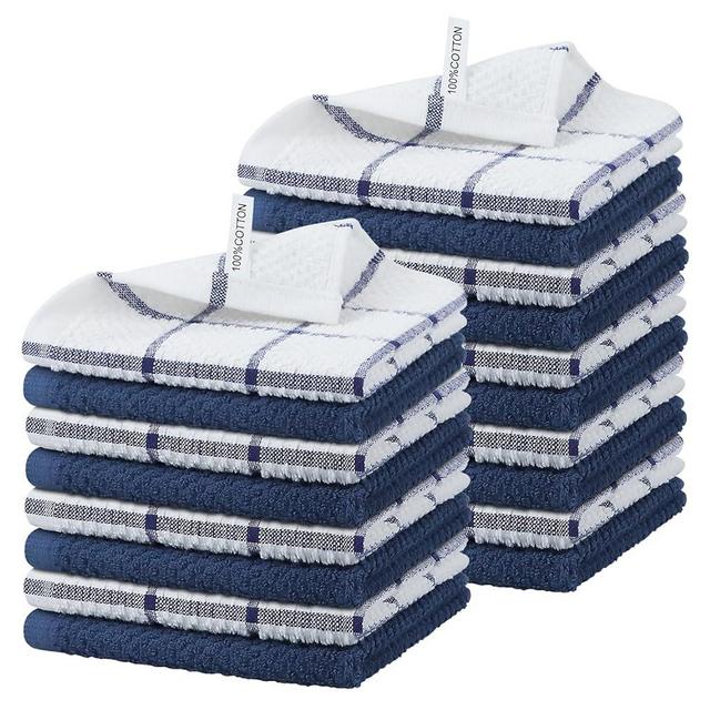 Nialnant 18 Pack Kitchen Towels, 100% Cotton Dish Towels for Kitchen, Absorbent Dish Cloth for Washing Dishes, Quick Drying Dish Rags, Multipurpose Cleaning Rags-12x12 Inches,Blue