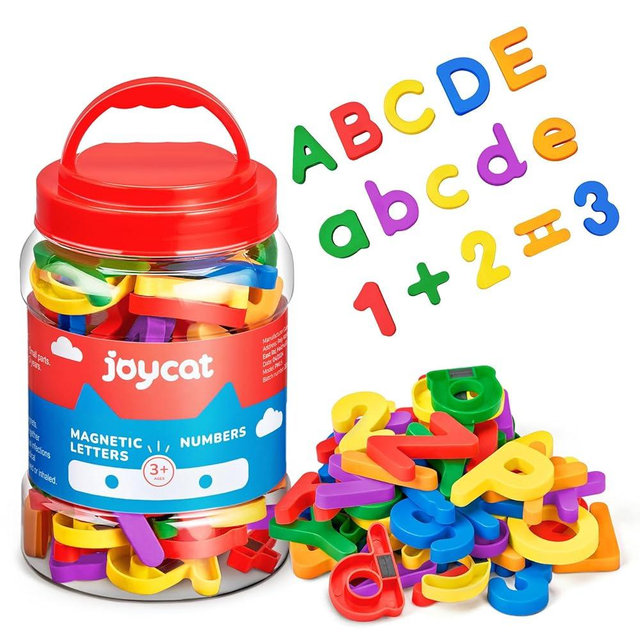 JoyCat 104 Pieces Magnetic Letters Numbers Alphabet Fridge Magnets ABC 123 Preschool Educational Learning Plastic Colorful Toy Set Uppercase Lowercase Math Symbols for Toddlers Kids 3+
