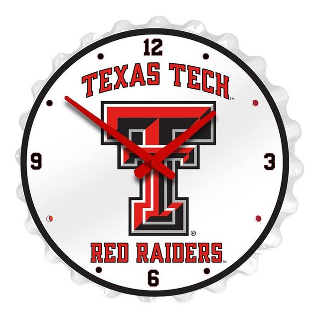 The Fan-Brand NCAA Texas Tech Red Raiders - Bottle Cap Wall Clock - Sports Team Bar Sign Décor - Home, Dorm, Garage, Office, Fan Cave