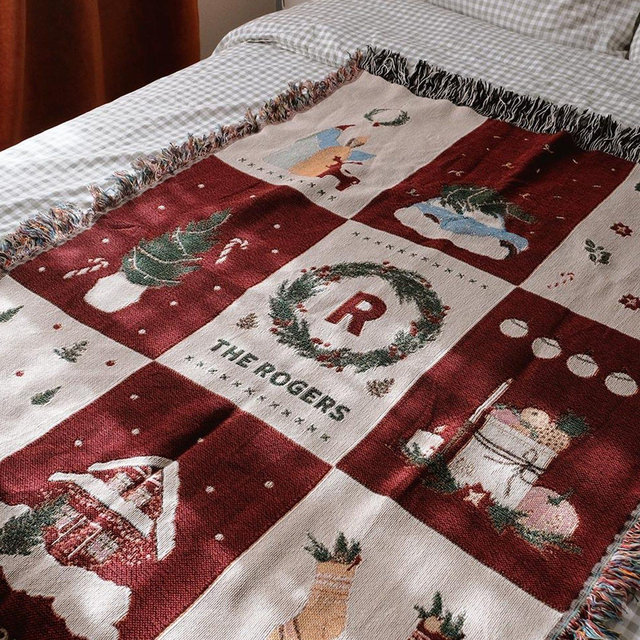 Personalized Holiday Gift Christmas Blanket Family Name Throw Blanket Holiday Decor Throw Blanket Christmas Gift For Parents Families